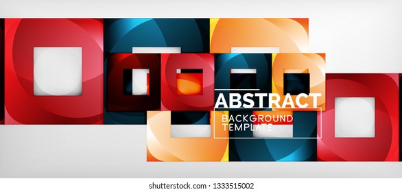 Square background, abstract squares on grey, business or techno template. Vector illustration