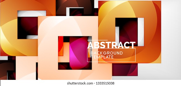 Square background, abstract squares on grey, business or techno template. Vector illustration