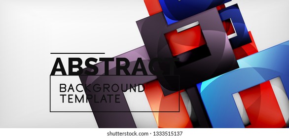 Viereckiger Hintergrund, abstrakte Quadrate auf Grau, Geschäfts- oder Techno-Vorlage. Vektorgrafik