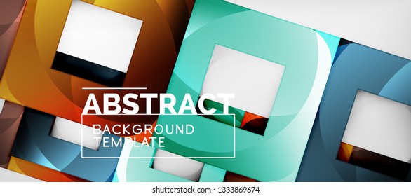 Square background, abstract squares on grey, business or techno template. Vector illustration
