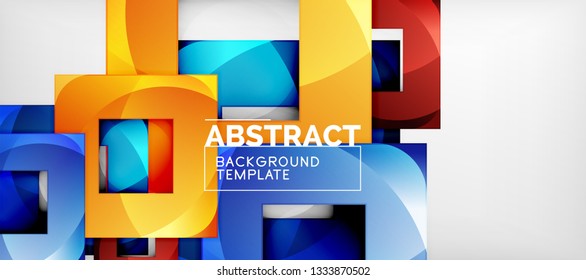 Square background, abstract squares on grey, business or techno template. Vector illustration