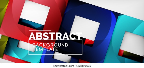 Square background, abstract squares on grey, business or techno template. Vector illustration