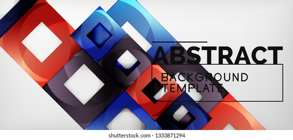 Square background, abstract squares on grey, business or techno template. Vector illustration