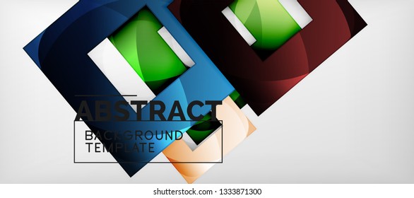 Square background, abstract squares on grey, business or techno template. Vector illustration
