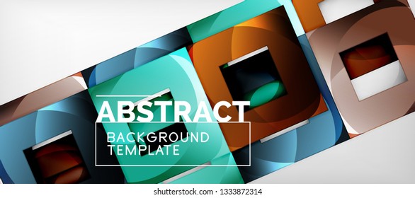 Square background, abstract squares on grey, business or techno template. Vector illustration