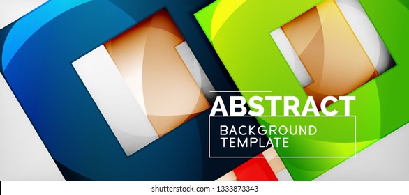 Square background, abstract squares on grey, business or techno template. Vector illustration