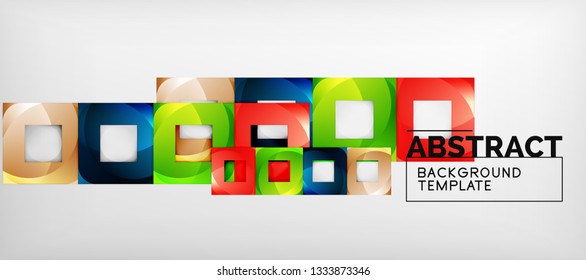 Square background, abstract squares on grey, business or techno template. Vector illustration