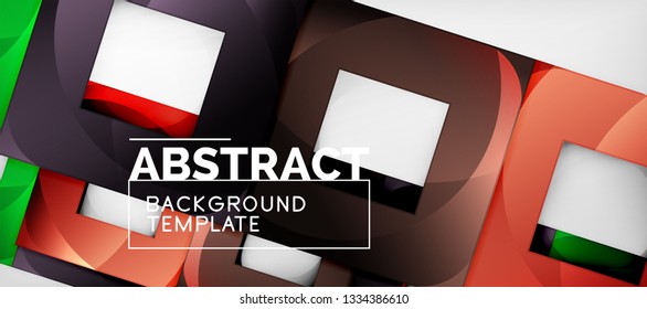 Fundo quadrado, quadrados abstratos em cinza, modelo de negócios ou techno. Ilustração vetorial