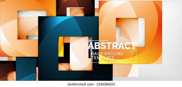Square background, abstract squares on grey, business or techno template. Vector illustration