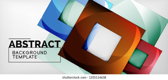 Square background, abstract squares on grey, business or techno template. Vector illustration