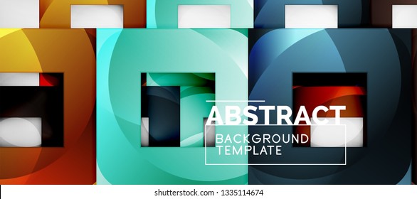 Square background, abstract squares on grey, business or techno template. Vector illustration