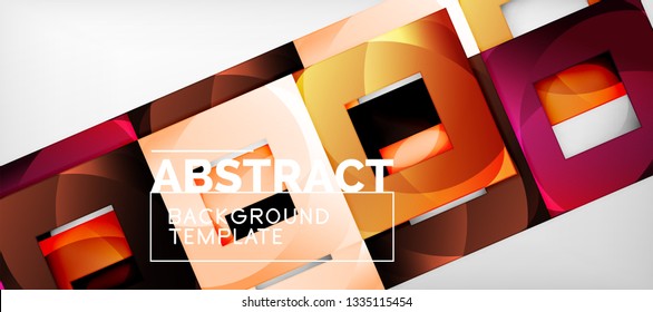 Square background, abstract squares on grey, business or techno template. Vector illustration