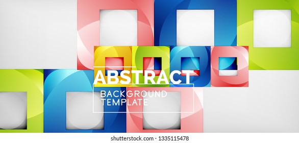 Square background, abstract squares on grey, business or techno template. Vector illustration