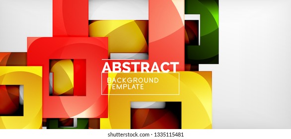 Square background, abstract squares on grey, business or techno template. Vector illustration