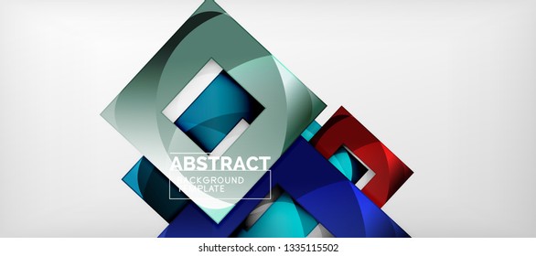 Square background, abstract squares on grey, business or techno template. Vector illustration