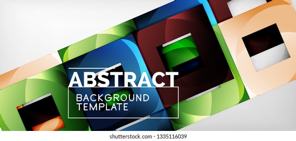 Square background, abstract squares on grey, business or techno template. Vector illustration