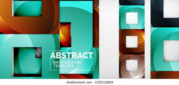 Square background, abstract squares on grey, business or techno template. Vector illustration