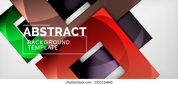 Square background, abstract squares on grey, business or techno template. Vector illustration