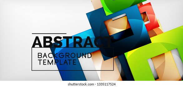 Square background, abstract squares on grey, business or techno template. Vector illustration