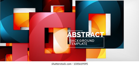 Fondo cuadrado, cuadrados abstractos sobre plantilla gris, empresarial o tecno. Ilustración del vector