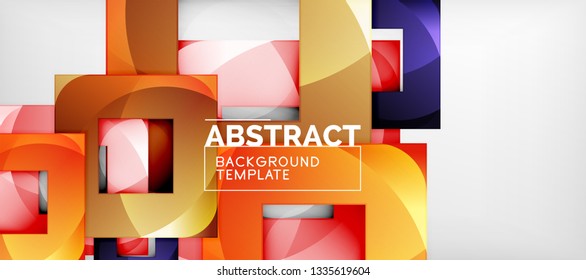Square background, abstract squares on grey, business or techno template. Vector illustration