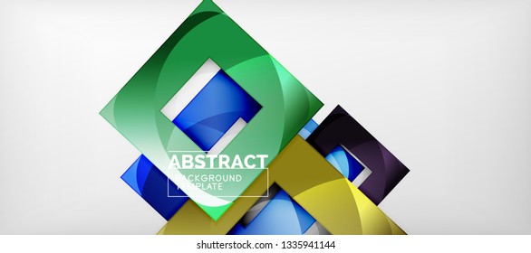 Square background, abstract squares on grey, business or techno template. Vector illustration