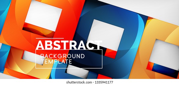 Square background, abstract squares on grey, business or techno template. Vector illustration