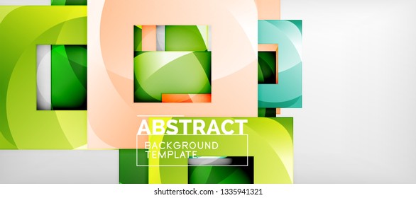 Square background, abstract squares on grey, business or techno template. Vector illustration