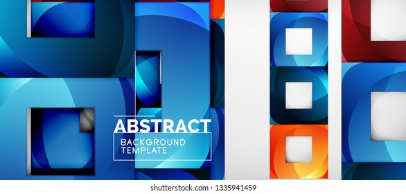 Square background, abstract squares on grey, business or techno template. Vector illustration