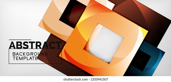 Square background, abstract squares on grey, business or techno template. Vector illustration