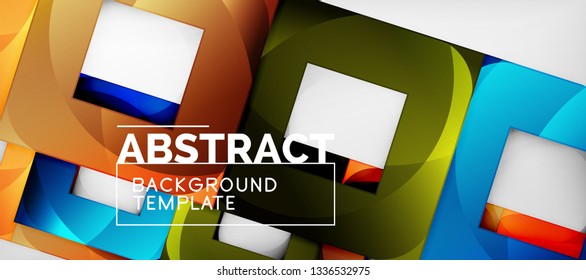 Fundo quadrado, quadrados abstratos em cinza, modelo de negócios ou techno. Ilustração vetorial