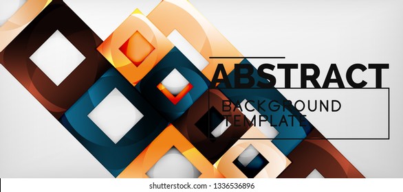 Square background, abstract squares on grey, business or techno template. Vector illustration
