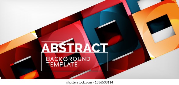 Square background, abstract squares on grey, business or techno template. Vector illustration
