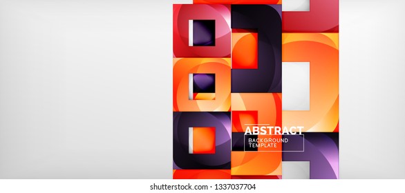 Square background, abstract squares on grey, business or techno template. Vector illustration