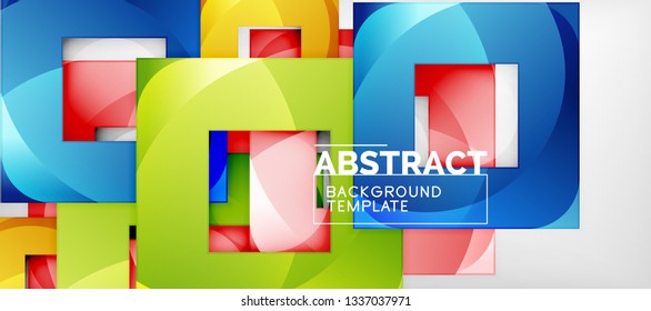 Square background, abstract squares on grey, business or techno template. Vector illustration
