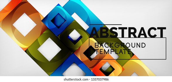 Square background, abstract squares on grey, business or techno template. Vector illustration