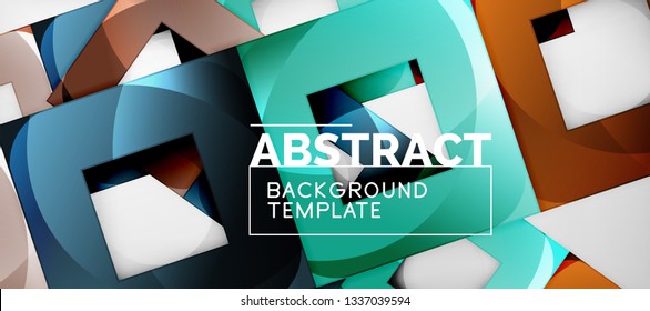 Square background, abstract squares on grey, business or techno template. Vector illustration