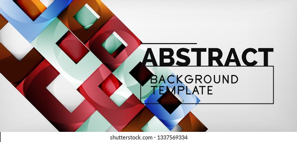 Square background, abstract squares on grey, business or techno template. Vector illustration