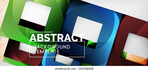 Viereckiger Hintergrund, abstrakte Quadrate auf Grau, Geschäfts- oder Techno-Vorlage. Vektorgrafik