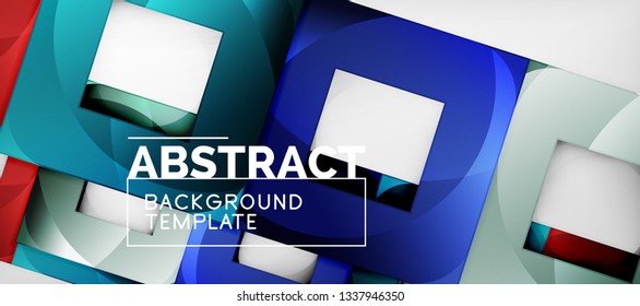 Square background, abstract squares on grey, business or techno template. Vector illustration