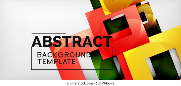 Square background, abstract squares on grey, business or techno template. Vector illustration