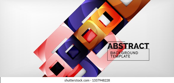 Square background, abstract squares on grey, business or techno template. Vector illustration