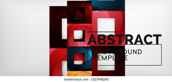 Square background, abstract squares on grey, business or techno template. Vector illustration