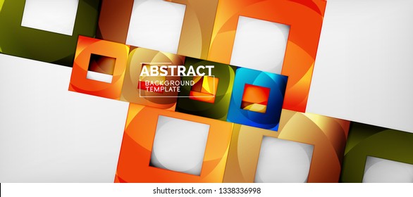 Viereckiger Hintergrund, abstrakte Quadrate auf Grau, Geschäfts- oder Techno-Vorlage. Vektorgrafik