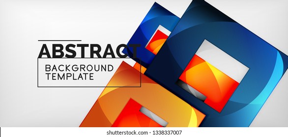 Square background, abstract squares on grey, business or techno template. Vector illustration