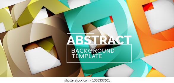 Square background, abstract squares on grey, business or techno template. Vector illustration