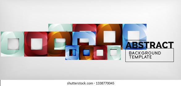 Square background, abstract squares on grey, business or techno template. Vector illustration