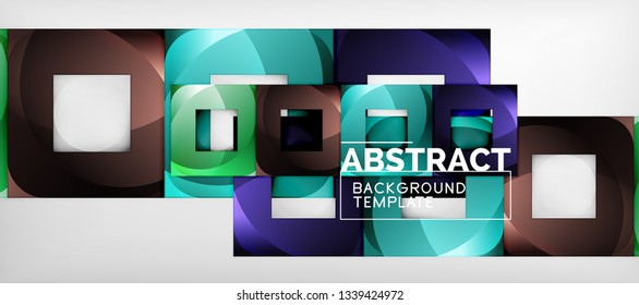 Square background, abstract squares on grey, business or techno template. Vector illustration