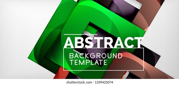 Square background, abstract squares on grey, business or techno template. Vector illustration