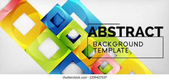 Square background, abstract squares on grey, business or techno template. Vector illustration